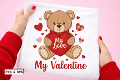 Cute Teddy Bear Valentine PNG SVG Product Image 1