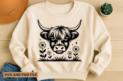 Highland Cow SVG Design for T-Shirts and Mugs Product Image 1