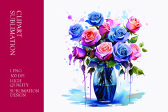Watercolor flower vase clipart sublimation Product Image 1