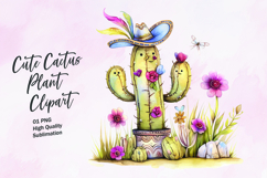 Cute cactus plant watercolor clipart Product Image 1