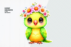 Cute parrot sticker, floral crown, printable sticker Product Image 1