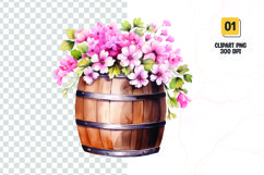 Spring Flower Barrel Watercolor Clipart sublimation Product Image 1