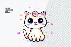 Cute cat, floral crown, watercolor clipart Product Image 1