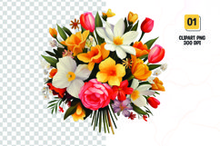 Watercolor Floral bouquet clipart sublimation Product Image 1