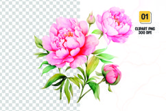 Watercolor pink flower clipart sublimation png Product Image 1
