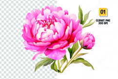 Watercolor pink flower clipart sublimation png Product Image 1
