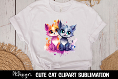 Cute watercolor cat t-shirt sublimation Product Image 1