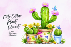 Cute cactus plant watercolor clipart Product Image 1