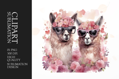 Watercolor floral goat couple clipart sublimation png Product Image 1