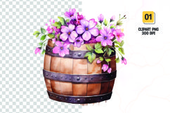 Spring Flower Barrel Watercolor Clipart sublimation Product Image 1