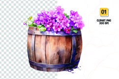 Spring Flower Barrel Watercolor Clipart sublimation Product Image 1