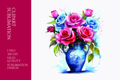 Watercolor flower vase clipart sublimation Product Image 1