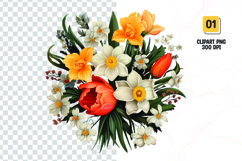 Watercolor Floral bouquet clipart sublimation Product Image 1