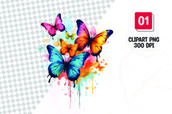 Colorful butterfly watercolor clipart sublimation Product Image 1