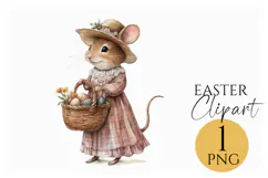 Easter Mouse Clipart | Cute Woodland Animal PNG File Product Image 1