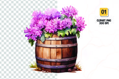 Spring Flower Barrel Watercolor Clipart sublimation Product Image 1