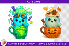Cute Ghost Halloween Sublimation PNG, Spooky Vibes, Clipart Product Image 1