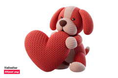 Adorable Knitted Puppy Holding Big Heart Valentine Product Image 1