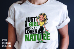 Just a Girl Who Loves nature T-shirt Sublimation Design Product Image 1