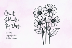 Butterfly on sunflower black outline clipart PNG Product Image 2