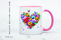 Watercolor floral heart mug sublimation design Product Image 1