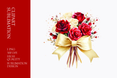 Watercolor Red and white Roses bouquet clipart Product Image 1