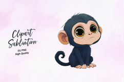 Black Baby Monkey Sitting Clipart Product Image 1
