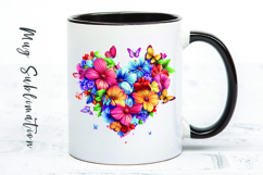Watercolor floral heart mug sublimation design Product Image 1