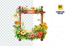 Wooden floral frame clipart sublimation png Product Image 1