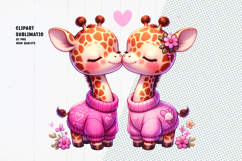 Cute Kissing Giraffes Clipart Sublimation PNG Product Image 1