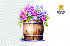 Spring Flower Barrel Watercolor Clipart sublimation Product Image 1
