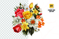 Watercolor Floral bouquet clipart sublimation Product Image 1