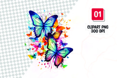 Colorful butterfly watercolor clipart sublimation Product Image 1