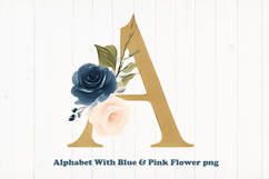 Alphabet, Letters, Monogram, blue &amp; pink flowers Product Image 1