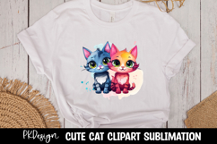 Cute watercolor cat t-shirt sublimation Product Image 1