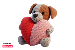 Cute Crochet Puppy Holding Two Tone Heart Valentine Clipart Product Image 1