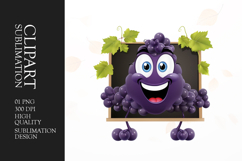 Cute Blueberry cartoon character clipart sublimation png Product Image 1
