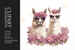 Watercolor floral goat couple clipart sublimation png Product Image 1