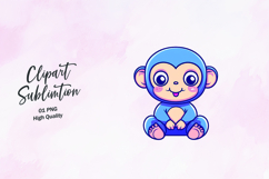 Blue Baby Monkey Holding Hands Clipart Product Image 1