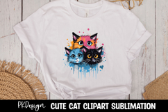 Cute watercolor cat t-shirt sublimation Product Image 1