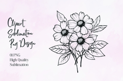 Butterfly on sunflower black outline clipart PNG Product Image 1
