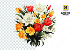 Watercolor Floral bouquet clipart sublimation Product Image 1