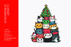 Stack of cats on palm tree watercolor clipart sublimation Product Image 1