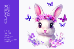 Cute bunny with blue eyes watercolor clipart Product Image 1