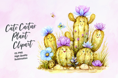 Cute cactus plant watercolor clipart Product Image 1