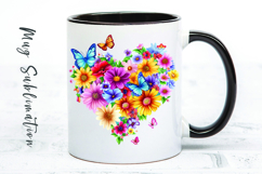 Watercolor floral heart mug sublimation design Product Image 1