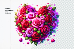 Romantic Red and Pink Rose Heart Arrangement clipart Product Image 1