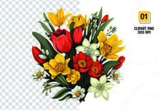 Watercolor Floral bouquet clipart sublimation Product Image 1