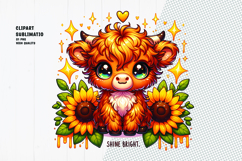 Shine Bright Highland Cow PNG | Sunflower &amp; Sparkle Cute Product Image 1