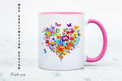 Watercolor floral heart mug sublimation design Product Image 1
